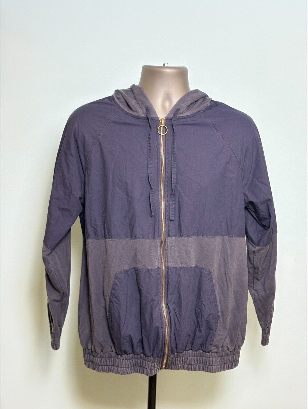 Summersalt Colorblock Zip Hoodie Jacket Womens Medium Navy Blue French Terry